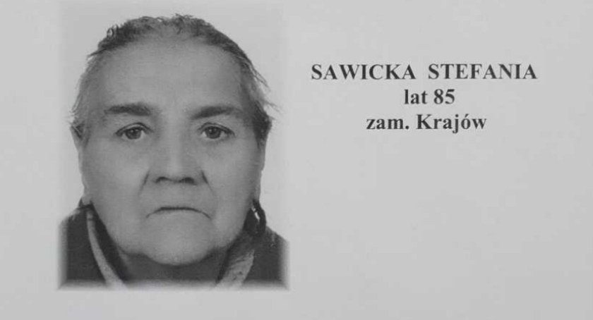 Zdjęcie: Zaginiona Stefania Sawicka - zdjęcie z komunikatu Komendy Miejskiej Policji w Legnicy.