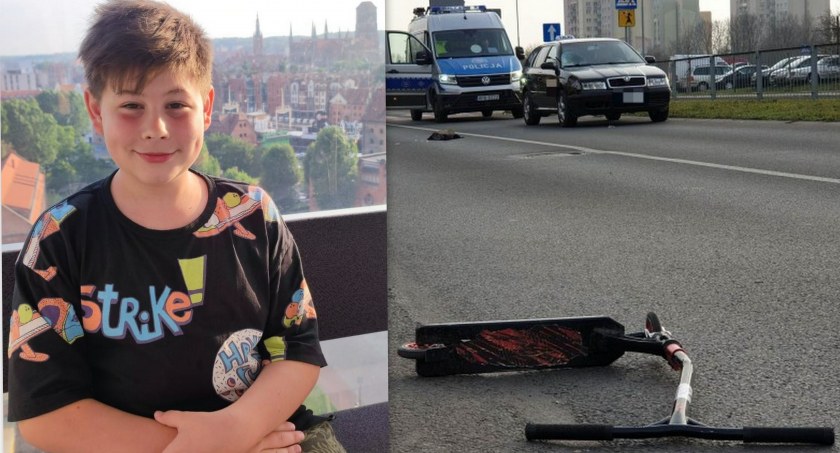 Zdjęcie. Yurii. I jego hulajnoga po wypadku na ul. Sikorskiego w Legnicy. Fot. zdjęcie rodzinne, Andrzej Trzeciak.