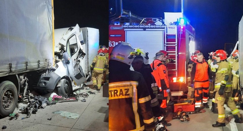 Zdjęcie: Wypadek na autostradzie A4. Fot. Facebook/ Złotoryja 112