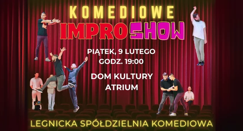 Zdjęcie: plakat wydarzenia, stand uperzy Fot.: Legnicka Spółdzielnia Komediowa