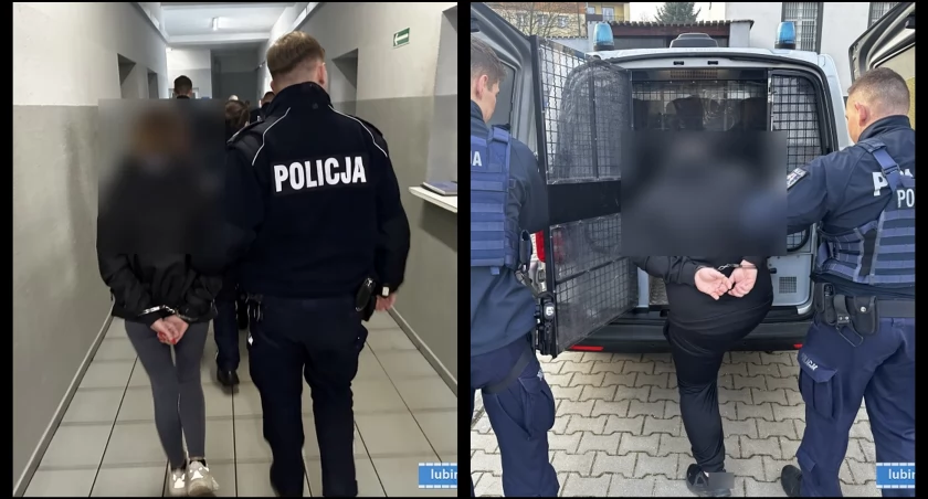 Zdjęcie: Policjanci z zatrzymanymi w sklepie złodziejami. Fot. Komenda Powiatowa Policji w Lubinie