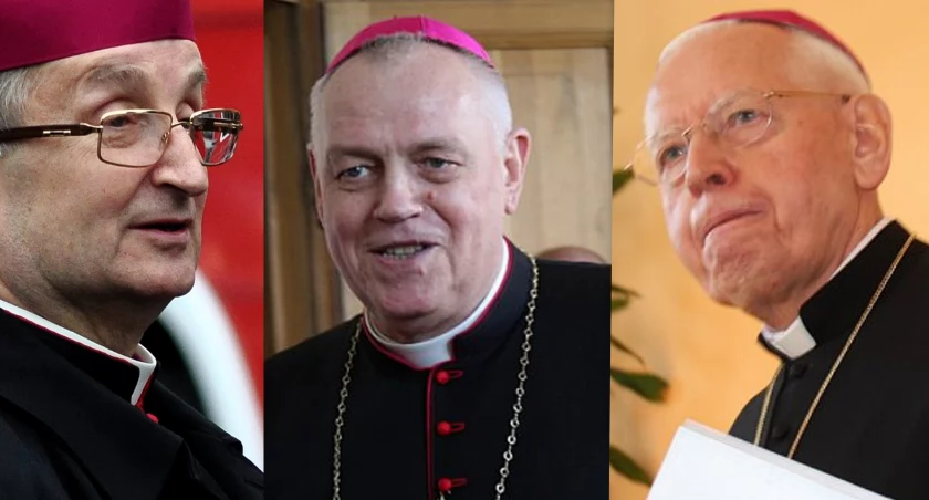 Zdjęcie (od lewej) Biskup Stefan Regmunt (fot. Wikipedia/ Stiopa), biskup Zbigniew Kiernikowski (fot. Piotr Kanikowski), biskup Stefan Cichy (fot. Piotr Kanikowski).