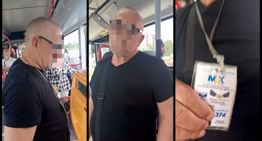 Zdjęcie: Sfilmowany przez legniczankę kontroler MPK Legnica. Źródło screenów: Facebook