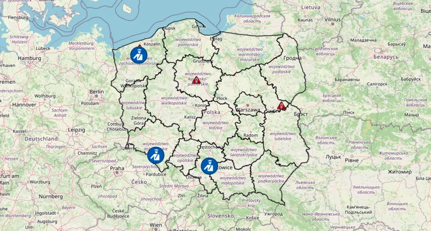 Zdjęcie: policyjna mapa „Wypadki drogowe ze skutkiem śmiertelnym - Wakacje 2024” Grafika.: policja.pl