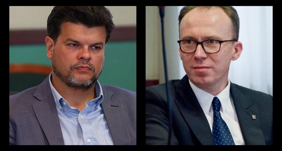 Zdjęcie: Z lewej legnicki radny Piotr Niemiec (fot. Andrzej Trzeciak). Z prawej Maciej Kupaj, prezydent Legnicy (fot Aga Jackiewicz)
