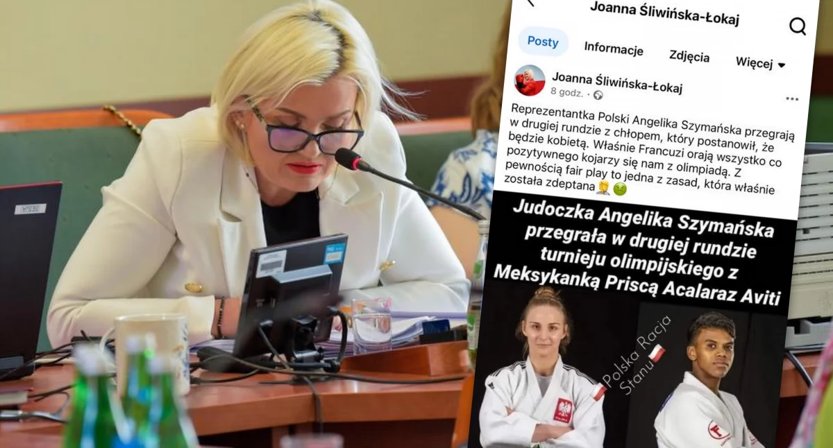 Zdjęcie: Legnicka radna Joanna Śliwińska-Łokaj. Fot. Aga Jackiewicz. Obok skan z jej Facebooka. 
