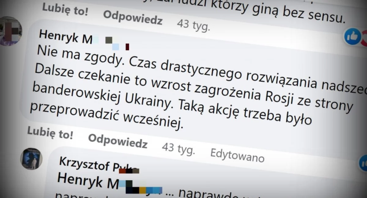 Zdjęcie: Jeden z komentarzy Henryka M. popierających agresję Rosji na Ukrainę. Źródło: Facebook 