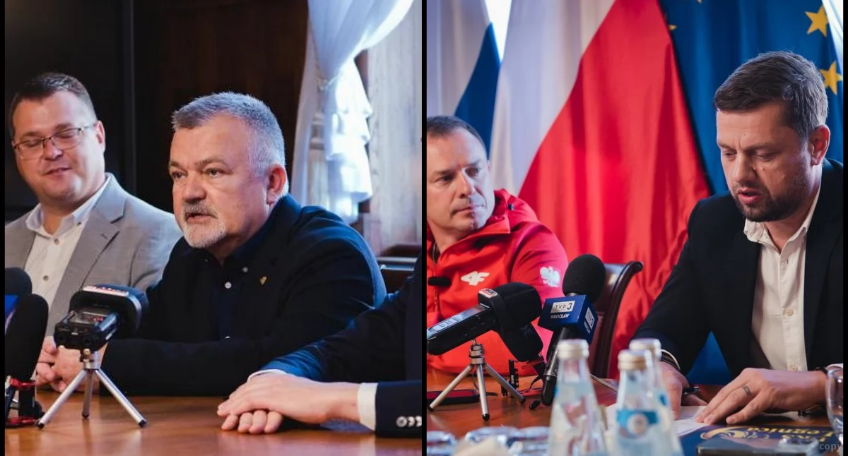 Zdjęcie: Piotr Pęczek - prezes Młodzieżowego Stowarzyszenia Piłki Ręcznej Siódemka (zdjęcie z lewej strony). Grzegorz Lange - prezes Uczniowskiego Klubu Sportowego Dziewiąta (zdjęcie z prawej strony). Fot. Aga Jackiewicz.