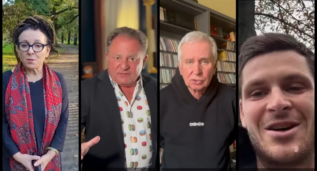 Zdjęcie: (od lewej) Olga Tokarczuk, Robert Makłowicz, Krzysztof Materna, Hubert Hurkacz. Źródło: Biuro Prasowe UMWD