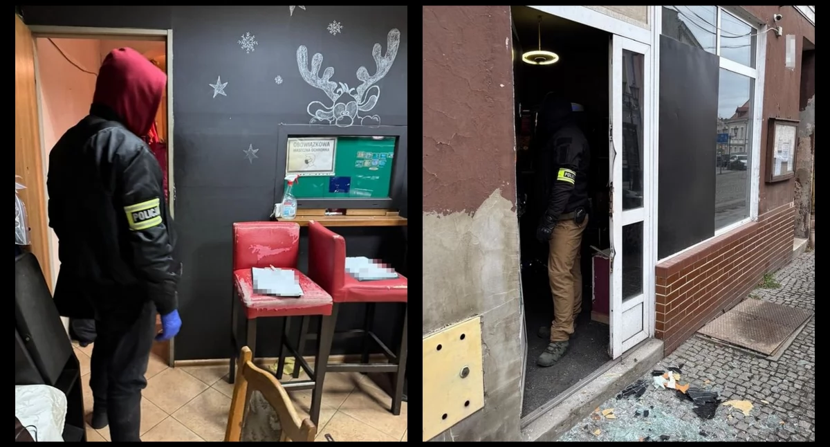Zdjęcie: Policjanci w nielegalnych kasynach w Złotoryi. Fot. Policja Złotoryja