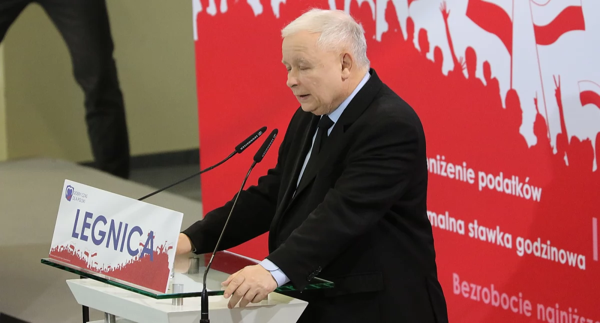 Zdjęcie: Prezes Prawa i Sprawiedliwości na spotkaniu w Legnicy.