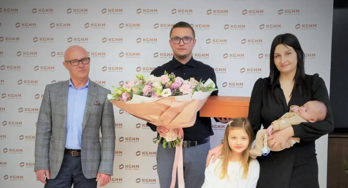 Zdjęcie: Marcin Wyka z rodziną  Fot.: KGHM