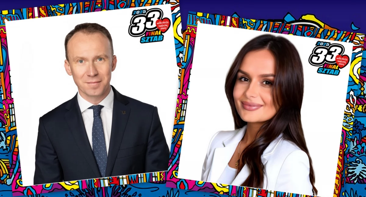 Zdjęcie: Prezydent Legnicy Maciej Kupaj, zastępczyni prezydenta Legnicy Aleksandra Krzeszewska. Fot. Urząd Miasta w Legnicy, Ryc. FWOŚP