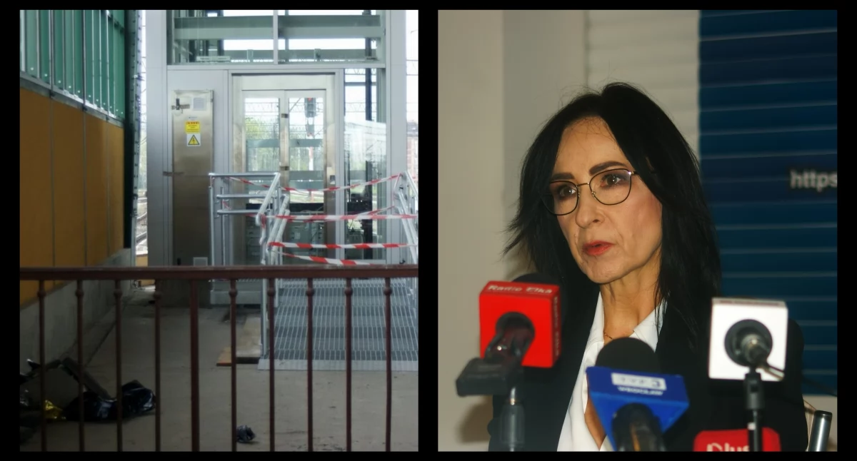 Zdjęcie: (z lewej strony) miejsce wypadku 4 kwietnia 2024 r, (z prawej strony) prokurator Liliana Łukasiewicz, rzeczniczka prasowa  Prokuratury Okręgowej w Legnicy. Fot. Piotr Kanikowski 