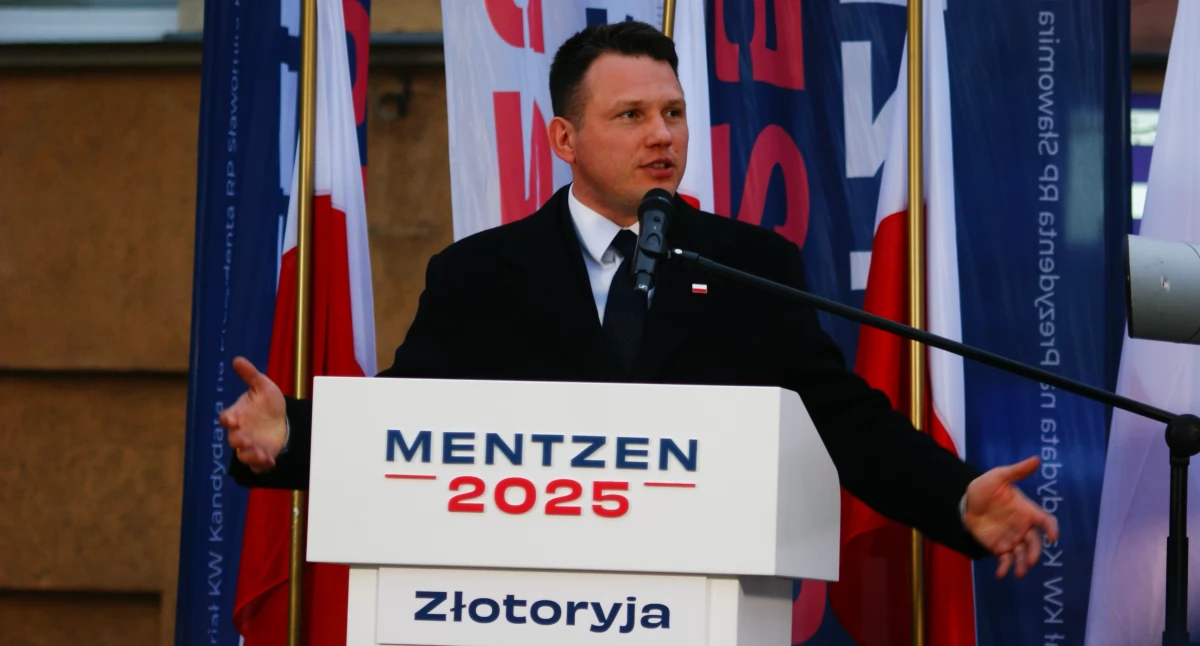 Zdjęcie: Sławomir Mentzen, kandydat na prezydenta RP, w Złotoryi. Fot. Piotr Kanikowski