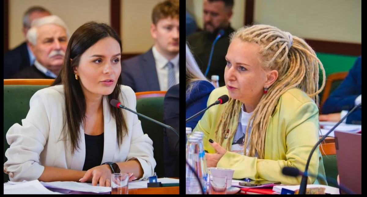 Zdjęcie: (z lewej) zastępczyni prezydenta Legnicy Aleksandra Krzeszewska, (z prawej) legnicka radna Katarzyna Odrowska. Fot. Aga Jackiewicz