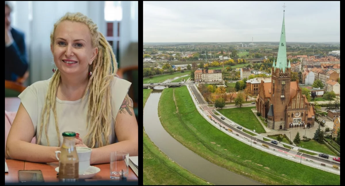 Zdjęcie: Legnicka radna Katarzyna Odrowska (fot. Aga Jackiewicz); Legnica, bulwar na ul. Nadbrzeżnej (źródło: Legnica.eu)