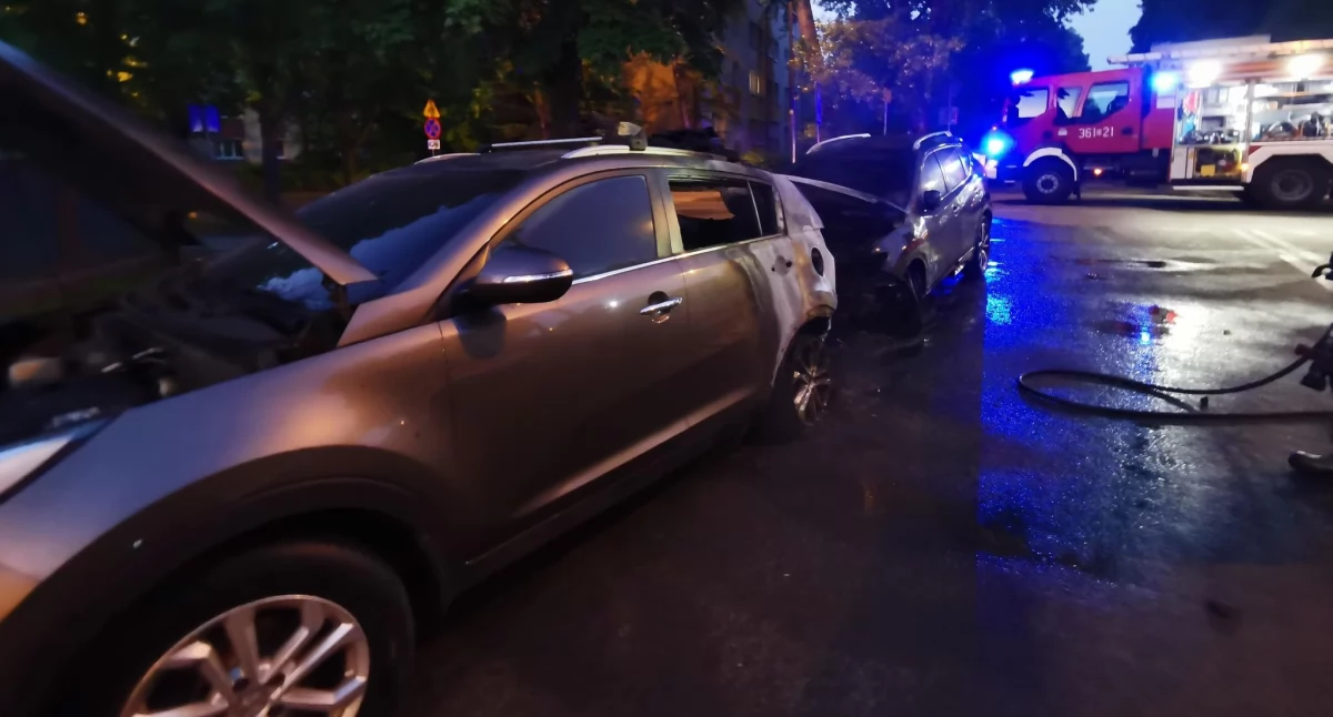 Zdjęcie: Jeden ze spalonych samochodów. Fot. st. str. Dawid Kipa/ Komenda Miejska Państwowej Straży Pożarnej w Legnicy