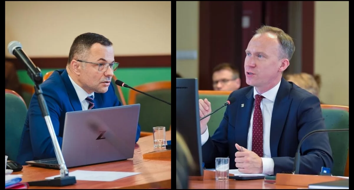 Zdjęcie (od lewej): Kacper Siwek, skarbnik Legnicy; Maciej Kupaj, prezydent Legnicy. Fot. Aga Jackiewicz.