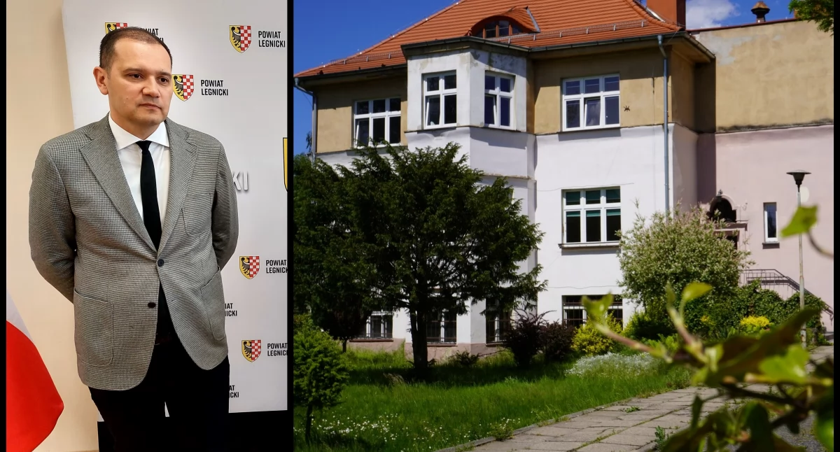 Zdjęcie: Z lewej wójt Miłkowic Dawid Stachura (fot. Piotr Kanikowski). Z prawej budynek Żłobka Maciejka (źródło: Urząd Gminy Miłkowice). 
