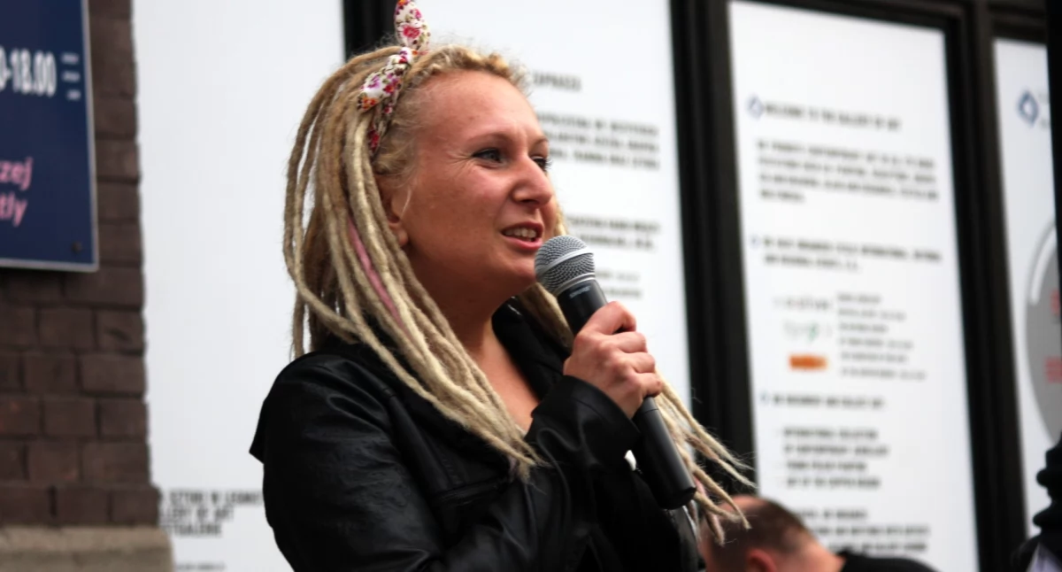 Zdjęcie: Katarzyna Odrowska na Czarnym Proteście 3 października 2026 roku. Fot. Piotr Kanikowski