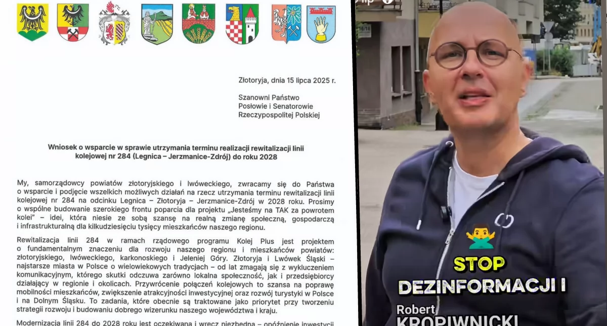 Zdjęcie: List samorządowców z powiatów złotoryjskiego i lwóweckiego. Kadr z filmiku Roberta Kropiwnickiego