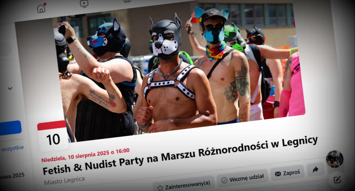 Zdjęcie: Strona z wydarzeniem Fetish & Nudist Party na Marszu Różnorodności w Legnicy. Źródło: Facebook