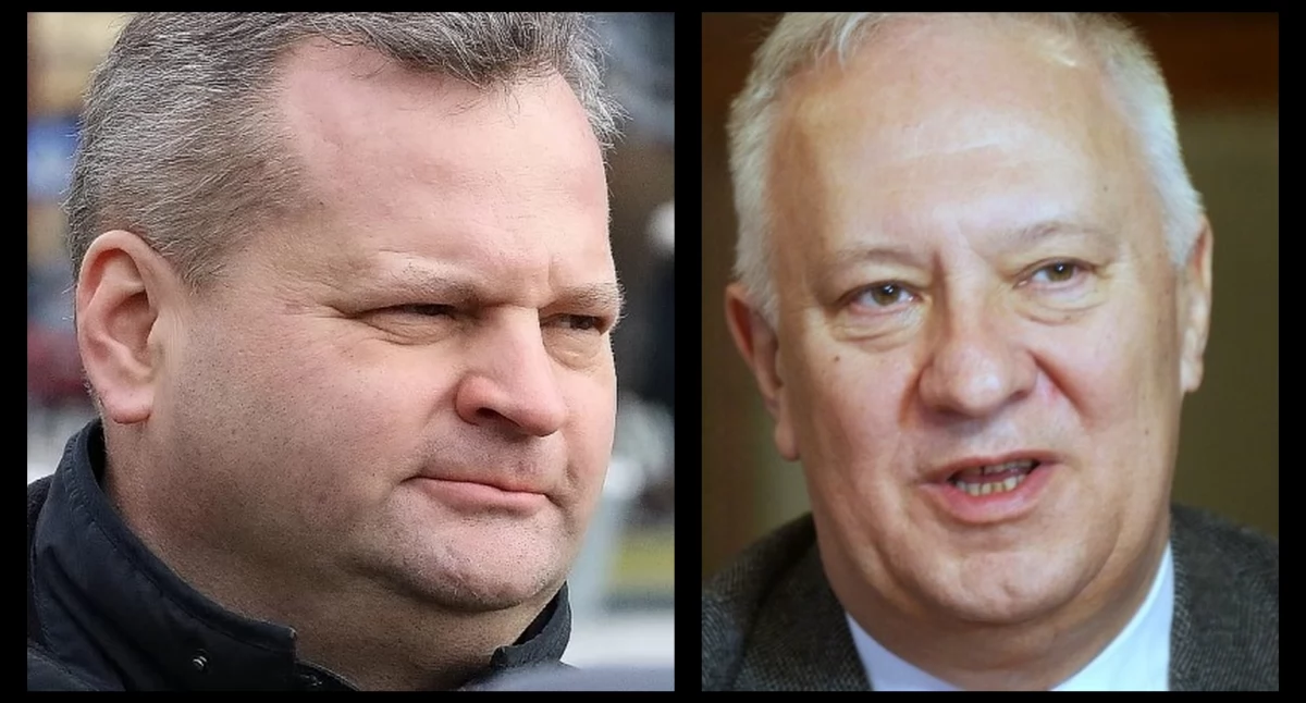 Zdjęcie: Były prezes LPGK Bogusław Graboń (z lewej strony) i były prezydent Legnicy Tadeusz Krzakowski (z prawej). Fot. Piotr Kanikowski 