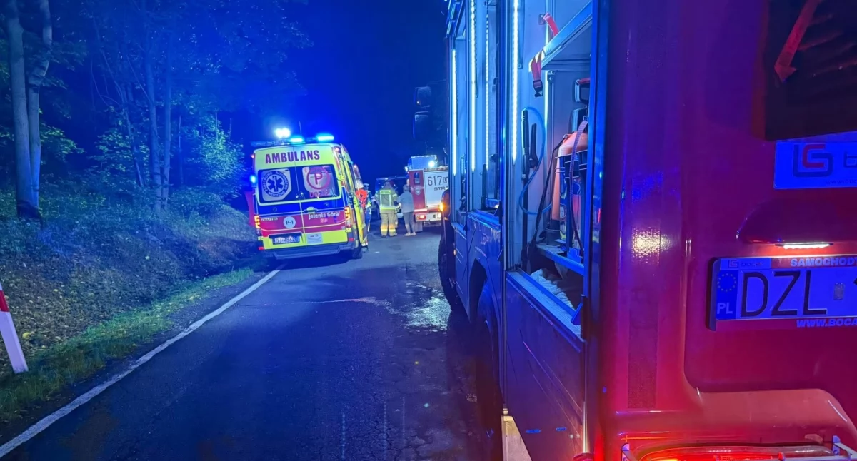 Zdjęcie: Służby w miejscu wypadku. Fot. OSP Świerzawa