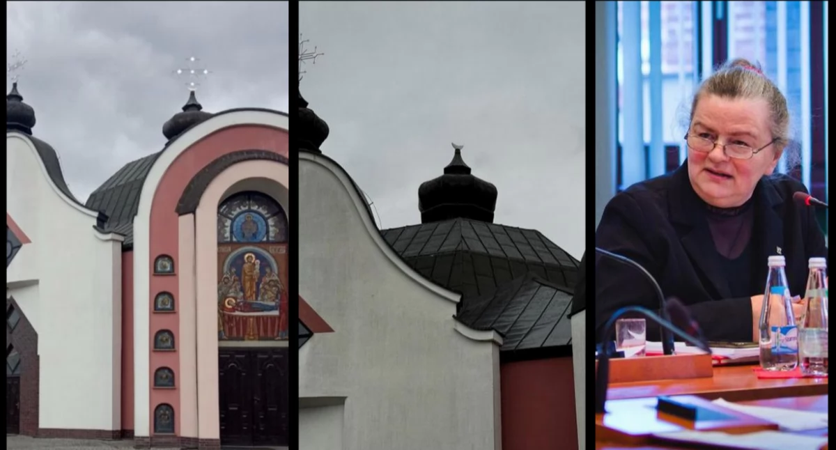 Zdjęcie: Cerkiew grekokatolicka w Legnicy przed i po kradzieży (źródło: Legnica.cerkiev.net.pl); Radna Radosława Janowska-Lascar (fot. Aga Jackiewicz)