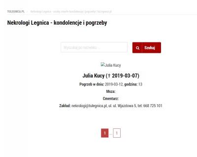 Nekrologi Legnica - osoby zmarłe kondolencje i pogrzeby | tuLegnica.pl