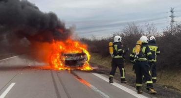 Pożar na autostradzie A4