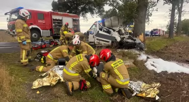 Samochód wjechał w drzewo. Pięć osób ciężko rannych